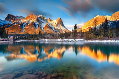 Picture Canada Alberta Canmore Nature mountain Lake landscape