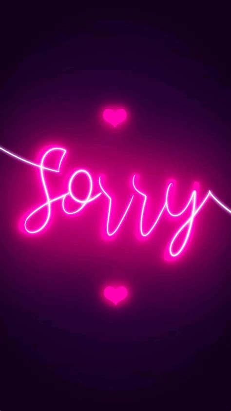 Download Sorry Cursive Neon Lights Picture | Wallpapers.com