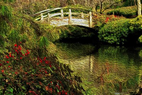 Japanese Garden Painting by Dennis Nelson