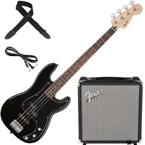 Fender Squier Affinity Series Precision PJ Bass Pack - Black - Squier Bass Guitars - Drum and Guitar