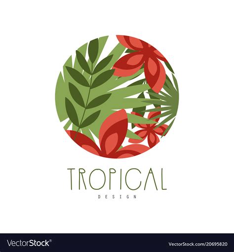 Tropical logo design round geometric badge with Vector Image