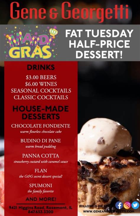 Fat Tuesday Specials In Rosemont - Gene And Georgetti