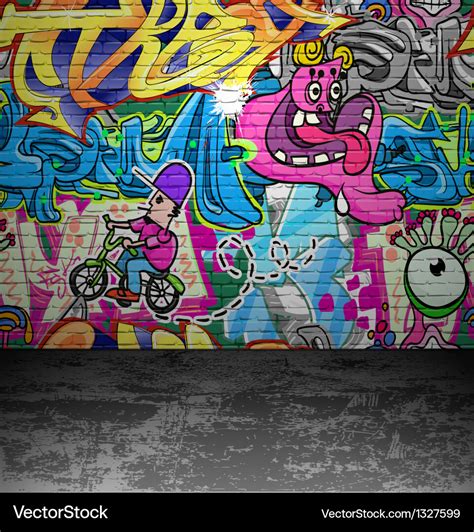 Graffiti wall urban street art painting Royalty Free Vector