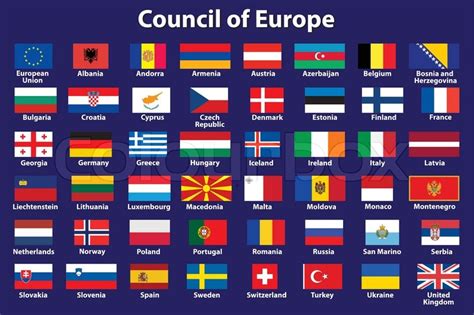 Set of Council of Europe flags vector ... | Stock vector | Colourbox