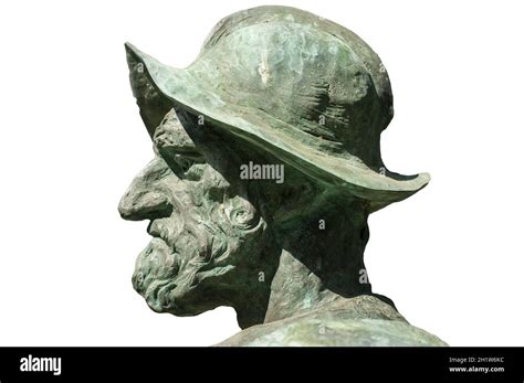 Francisco Pizarro statue. Profile closeup. Spanish Conqueror of Inca ...