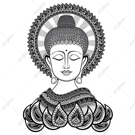 Gautama Buddha, Mandala, Black And White, Buddha PNG and Vector with Transparent Background for ...