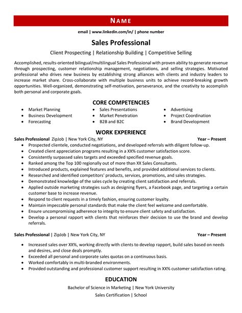 Sales Professional Resume Example & 3 Expert Tips | ZipJob