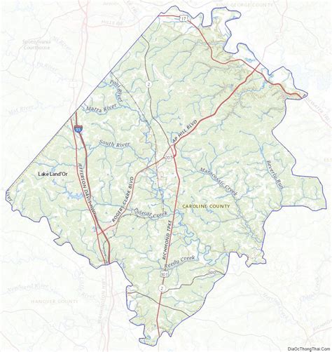 Map of Caroline County, Virginia