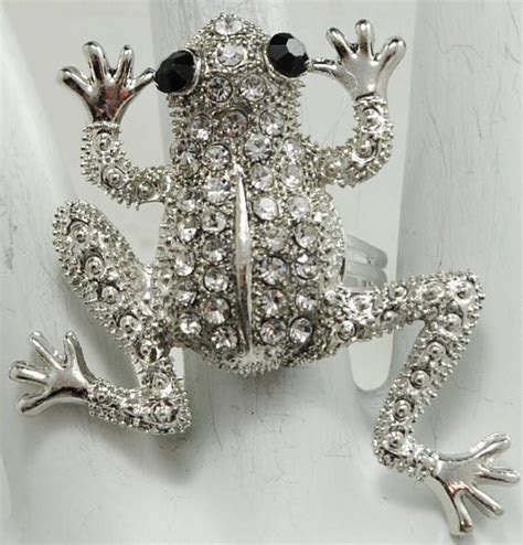 Silver Rhinestone Frog Ring/Frog Lovers Gift/Nature Jewelry/Adjustable Under 20 USD | Jewelry ...