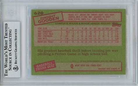 Dwight Gooden Autographed 1985 Topps Rookie Trading Card BAS Slab – Denver Autographs