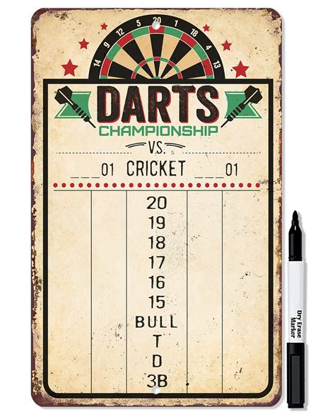 Dart Scoreboard (Beige) Dry Erase for Keeping Score in Games Cricket, - Lone Star Art