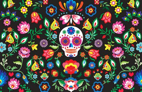 Mexican Sugar Skull Wallpaper Mural | Hovia | Sugar skull wallpaper, Skull wallpaper, Sugar ...