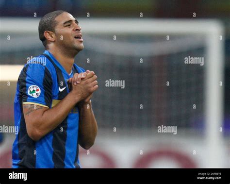 Inter Milan Brazilian forward Adriano reacts during a Serie A soccer ...