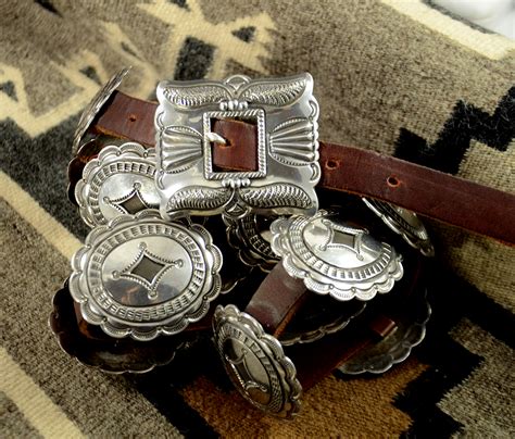 Navajo Silver Concho Belt by Fred Thompson - Hoel's Indian Shop