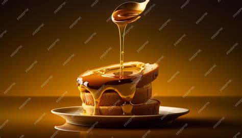 Premium Photo | Dripping honey onto a stack of warm buttered toast. AI ...