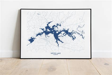 Weiss Lake Alabama Map Pittsburgh Map Company - Etsy