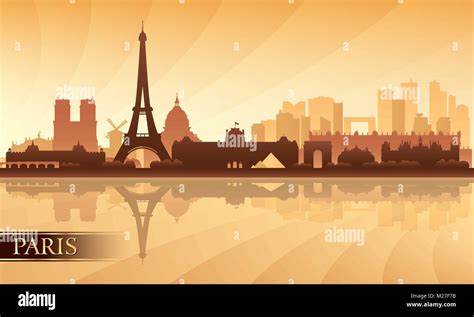 Paris city skyline silhouette background, vector illustration Stock ...