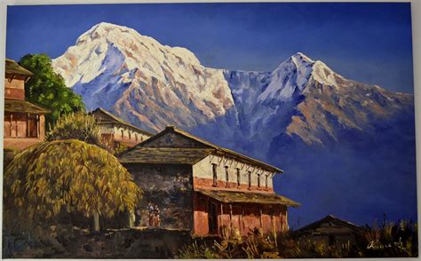 Nepali painting | Landscape paintings, Landscape art painting, World famous painters