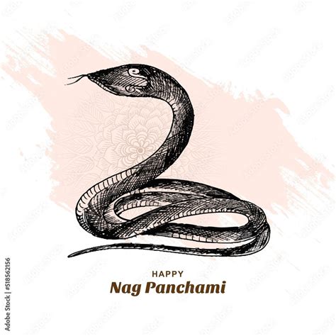 Hand draw nag panchami sketch card design Stock Vector | Adobe Stock