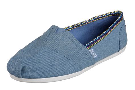 Skechers Bobs Plush Powwow Denim Blue Memory Foam Flat Shoes | Skechers bobs, Memory foam flats ...