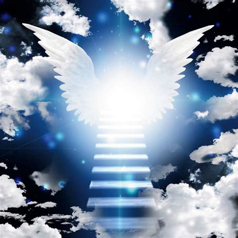 Buy Leowefowa Stairway to Heaven Huge Angel Wings Backdrop 6.5x6.5ft Vinyl Divine Lights from ...