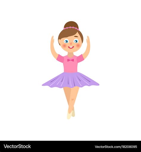 Flat teen kid ballerina isolated Royalty Free Vector Image