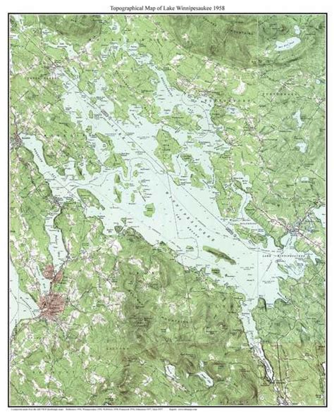 Lake Winnipesaukee 1958 - Custom USGS Old Topo Map - New Hampshire | Lake winnipesaukee ...