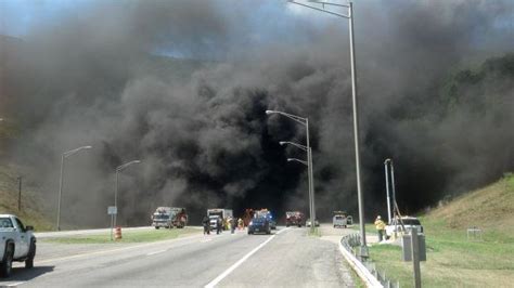 East River Mountain Tunnel engulfed in cloud of smoke as tractor trailer burns | News ...