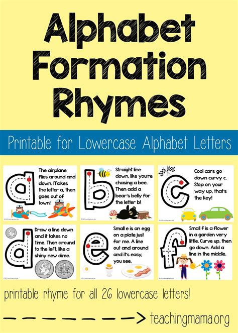 Lowercase Alphabet Formation Rhymes - Teaching Mama