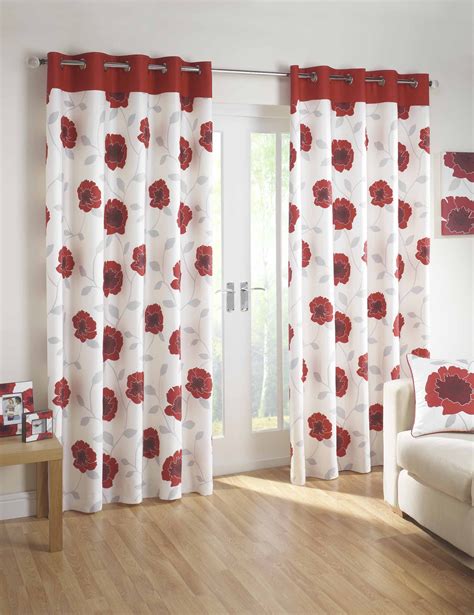 POPPY RED CURTAIN | Red kitchen curtains, Curtain designs, Curtains