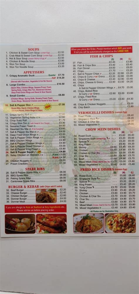 Menu at Lucky Dragon fast food, Wallasey, 205 Seaview Rd