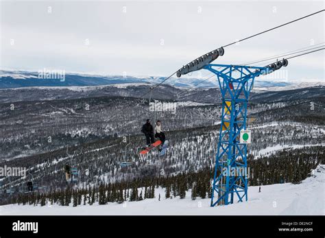 North America's northernmost chairlift, Mount Aurora Skiland ski area, Fairbanks, Alaska Stock ...