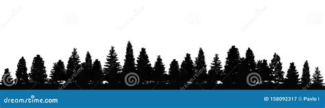 Forest, Group of Trees Silhouettes - Vector Stock Vector - Illustration ...