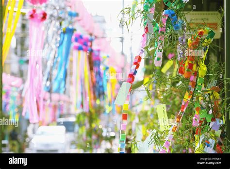 Japanese traditional Tanabata festival decorations Stock Photo - Alamy