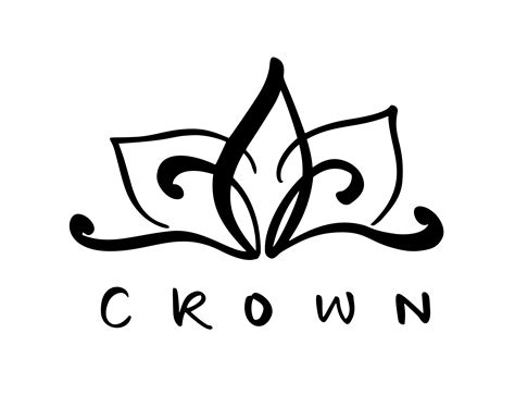 Hand drawn symbol of a stylized icon crown and calligraphic word Crown. Vector illustration ...