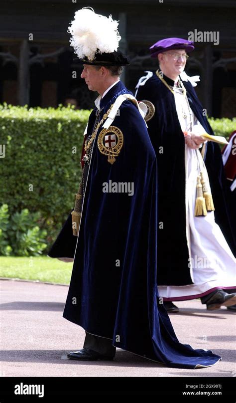 Prince Charles in ceremonial robes attends the Order of the Garter ceremony at Windsor. Royalty ...