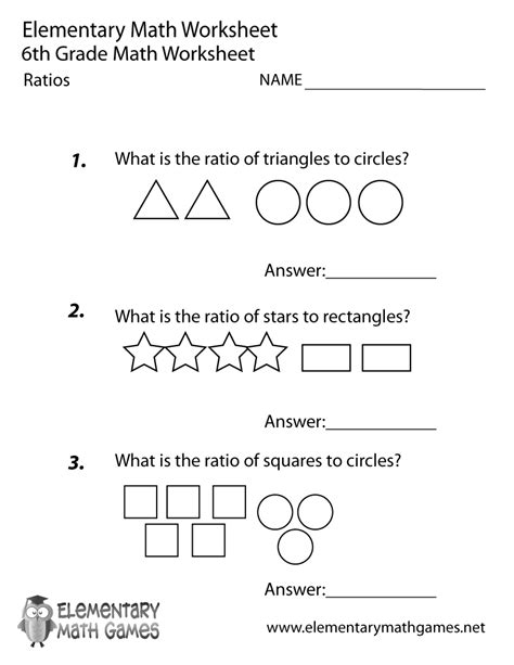 6th Grade Ratios Examples