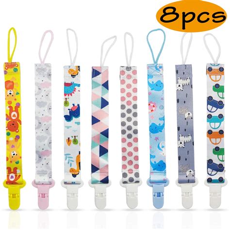 Pacifier Soother Clips 8 Pack for Baby Boys and Girls, Unique Design ...