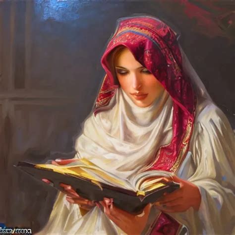 A portrait of arabic gorgeous girl reading quran, ul... | OpenArt