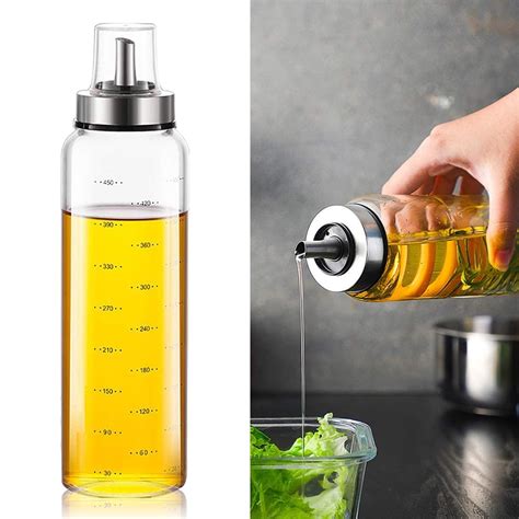 Olive Oil Dispenser Bottle - 17 oz. Olive Oil Dispenser Cruet Stainless Steel Pour Spout, Glass ...