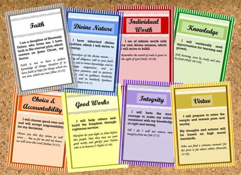 YW Values printable cards | Young Women | Pinterest