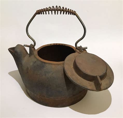 Antique Cast Iron Tea Kettle Primitive Camp Steampunk Vintage home decor rustic | eBay