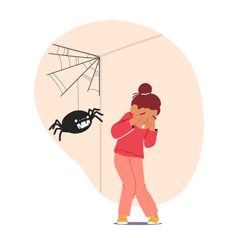 Premium Vector | Child character experiences arachnophobia displaying ...