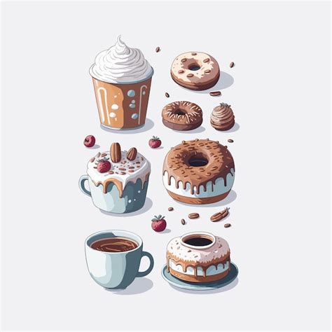 Premium AI Image | A drawing of a cup of coffee and donuts.