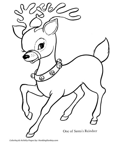 Santa's Reindeer Coloring Pages - Santa's Reindeer with Sleigh Bells ...