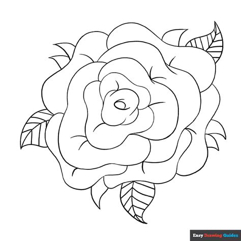 Rose Flower Coloring Page | Easy Drawing Guides