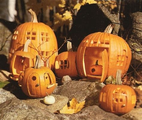 Fairy houses make from pumpkins - a whole village full. (With images) | Pumpkin fairy house ...