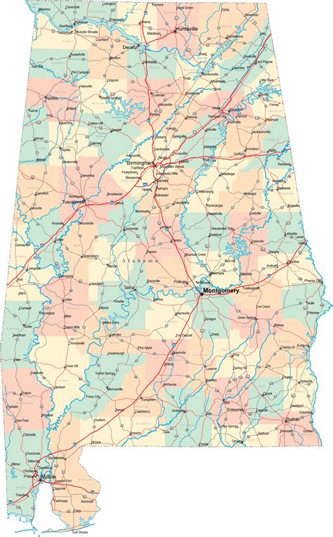 Alabama Road Map • Mapsof.net