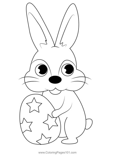 Bunny Holding Easter Egg Coloring Page for Kids - Free Easter Printable Coloring Pages Online ...