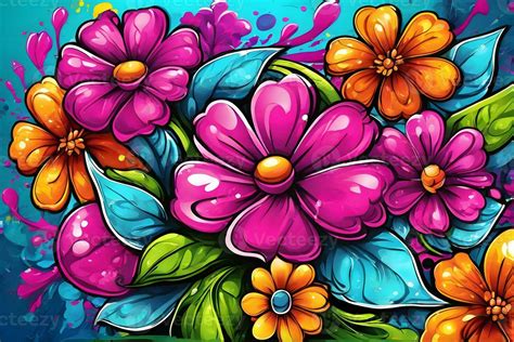 Flower Graffiti Wallpaper, Graffiti Background, Floral Graffiti Pattern ...